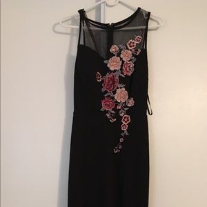 Long black floral dress